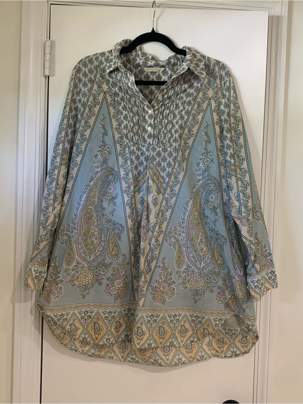 Soft Surroundings Tabitha Tunic Lightweight Cotton Floral Pastel Size Large